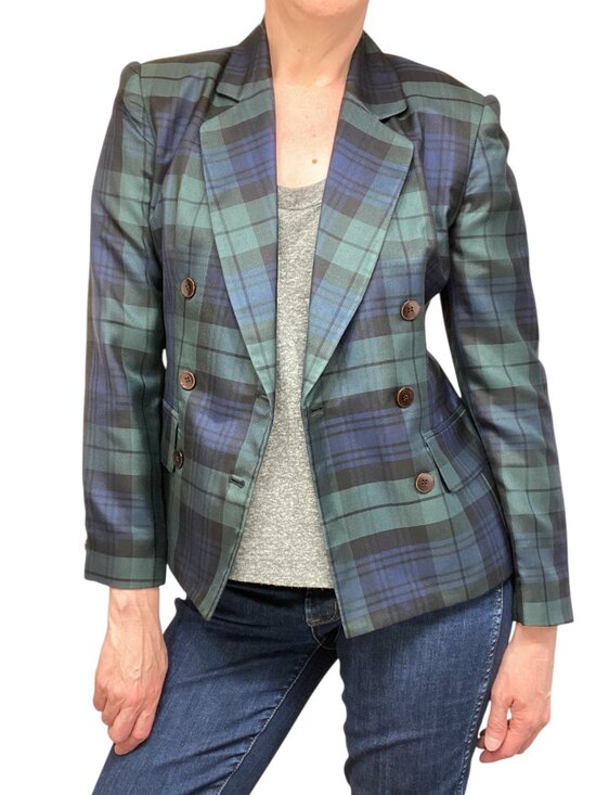 Jones New York Jackets & Blazers - Jones New York 100% Silk Double-Breasted Plaid Blazer 2P
